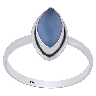 Beautiful Plain Blue Chalcedony Marquise Shape 925 Sterling Solid Silver Ring - R3401766-35