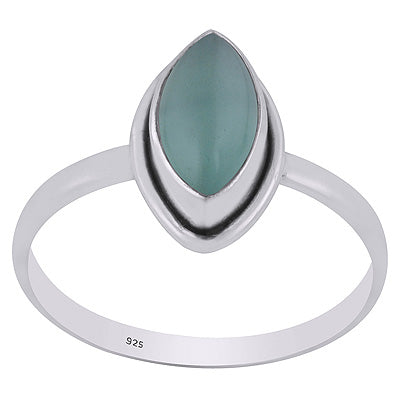 Beautiful Plain Aqua Chalcedony Marquise Shape 925 Sterling Solid Silver Ring - R3401766-36