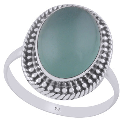 Stunning Twisted Wire & Rawa Work Around Aqua Chalcedony Oval Shape 925 Sterling Solid Silver Ring - R3401790-87