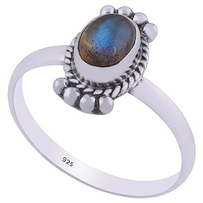 Stunning Rawa & Wire Work Around Labradorite Oval Shape 925 Sterling Solid Silver Ring - R3401835-27