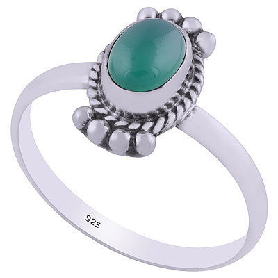 Stunning Rawa & Wire Work Around Green Onyx Oval Shape 925 Sterling Solid Silver Ring - R3401835-42