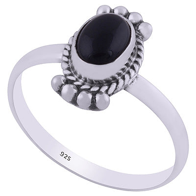 Stunning Rawa & Wire Work Around Black Onyx Oval Shape 925 Sterling Solid Silver Ring - R3401835-50