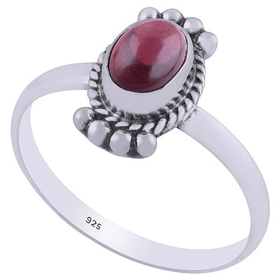 Stunning Rawa & Wire Work Around Garnet Oval Shape 925 Sterling Solid Silver Ring - R3401835-8