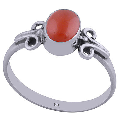 Beautiful Side Work Carnelian Oval Shape 925 Sterling Solid Silver Ring - R3401837-201