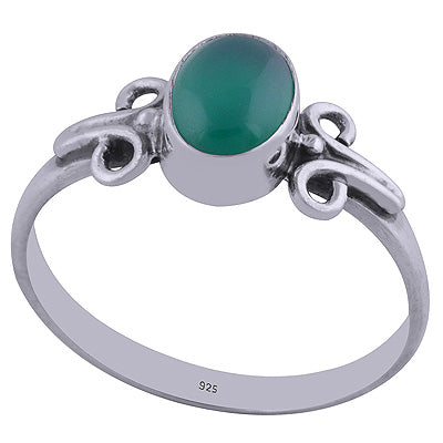 Beautiful Side Work Green Onyx Oval Shape 925 Sterling Solid Silver Ring - R3401837-202