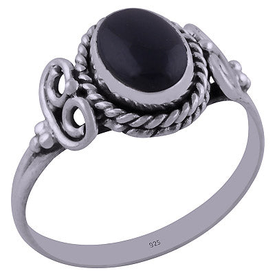 Gorgeous Handwork Around Black Onyx Oval Shape 925 Sterling Solid Silver Ring - R3401838-51