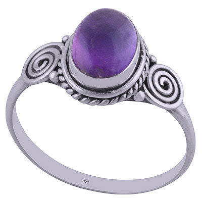 Beautiful Coil & Twisted Wire Work Around Amethyst Oval Shape 925 Sterling Solid Silver Ring - R3401840-1