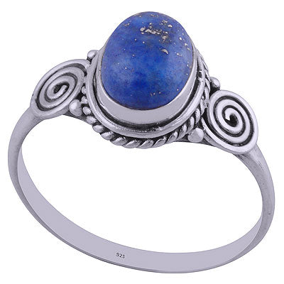 Beautiful Coil & Twisted Wire Work Around Lapis Oval Shape 925 Sterling Solid Silver Ring - R3401840-32