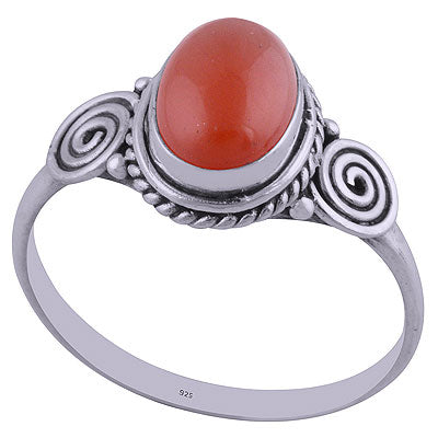Beautiful Coil & Twisted Wire Work Around Carnelian Oval Shape 925 Sterling Solid Silver Ring - R3401840-38