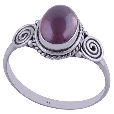 Beautiful Coil & Twisted Wire Work Around Garnet Oval Shape 925 Sterling Solid Silver Ring - R3401840-8