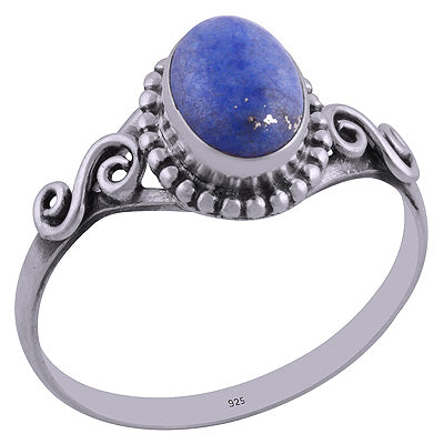 Beautiful Rawa Work Around Lapis Oval Shape 925 Sterling Solid Silver Ring - R3401844-37