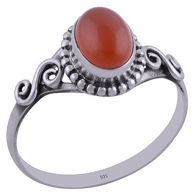 Beautiful Rawa Work Around Carnelian Oval Shape 925 Sterling Solid Silver Ring - R3401844-43