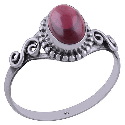 Beautiful Rawa Work Around Garnet Oval Shape 925 Sterling Solid Silver Ring - R3401844-8
