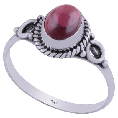 Beautiful Wire Coil Work Around Garnet Oval Shape 925 Sterling Solid Silver Ring - R3401845-8