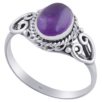 Gorgeous Twisted Wire Work Around Amethyst Oval Shape 925 Sterling Solid Silver Ring - R3401847-1