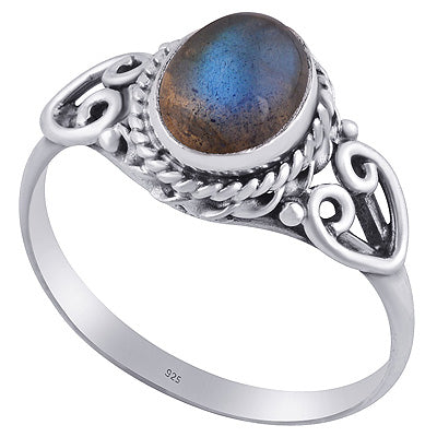 Gorgeous Twisted Wire Work Around Labradorite Oval Shape 925 Sterling Solid Silver Ring - R3401847-29