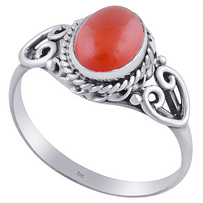 Gorgeous Twisted Wire Work Around Carnelian Oval Shape 925 Sterling Solid Silver Ring - R3401847-43