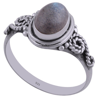 Stunning Textured Wire Around Labradorite Oval Shape 925 Sterling Solid Silver Ring - R3401849-27