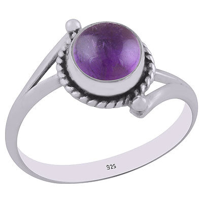Stunning Split Shank Design Amethyst Round Shape 925 Sterling Solid Silver Ring - R3401851-95