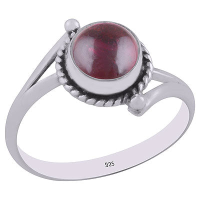 Stunning Split Shank Design Garnet Round Shape 925 Sterling Solid Silver Ring - R3401851-96