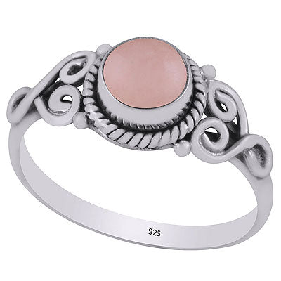 Gorgeous Wire Work Around Rose Quartz Round Shape 925 Sterling Solid Silver Ring - R3401852-66