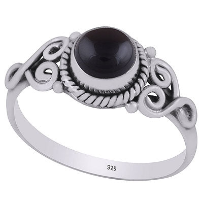 Gorgeous Wire Work Around Black Onyx Round Shape 925 Sterling Solid Silver Ring - R3401852-68