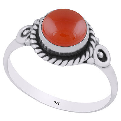 Gorgeous Twisted Wire Work Around Carnelian Round Shape 925 Sterling Solid Silver Ring - main product photo (R3401854-87)
