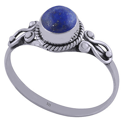 Gorgeous Handwork Around Lapis Round Shape 925 Sterling Solid Silver Ring - R3401857-148