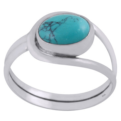 Gorgeous Split Work Around Turquoise Oval Shape 925 Sterling Solid Silver Ring - R3401860-13