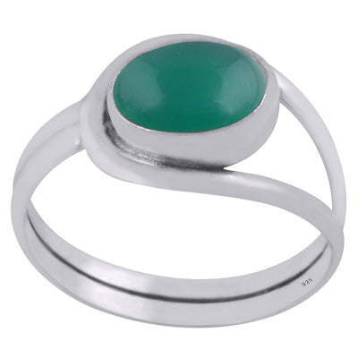 Gorgeous Split Work Around Green Onyx Oval Shape 925 Sterling Solid Silver Ring - R3401860-45