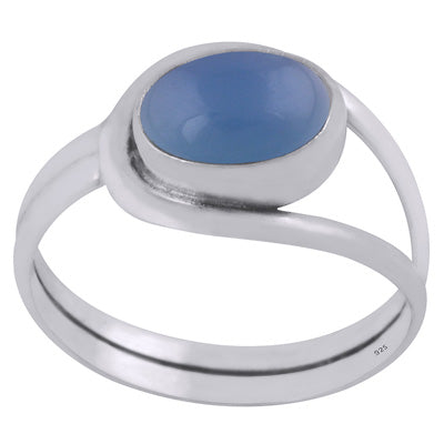 Gorgeous Split Work Around Blue Chalcedony Oval Shape 925 Sterling Solid Silver Ring - R3401860-47
