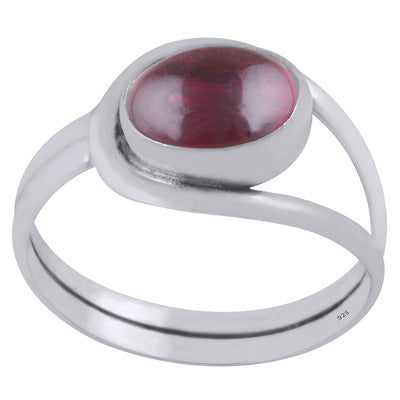 Gorgeous Split Work Around Garnet Oval Shape 925 Sterling Solid Silver Ring - R3401860-8