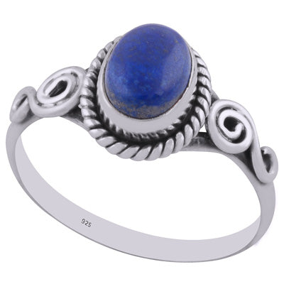 Stunning Wire Work Around Lapis Oval Shape 925 Sterling Solid Silver Ring - R3401892-76