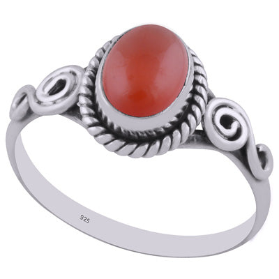 Stunning Wire Work Around Carnelian Oval Shape 925 Sterling Solid Silver Ring - R3401892-77
