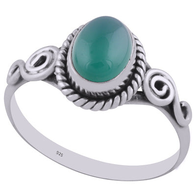 Stunning Wire Work Around Green Onyx Oval Shape 925 Sterling Solid Silver Ring - R3401892-78