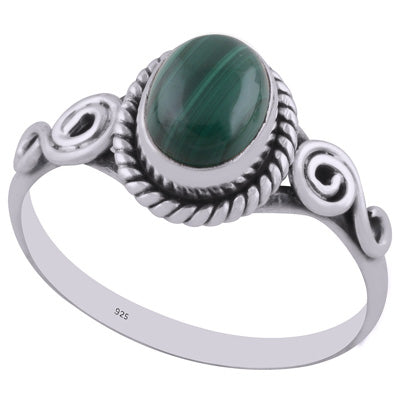Stunning Wire Work Around Malachite Oval Shape 925 Sterling Solid Silver Ring - R3401892-82