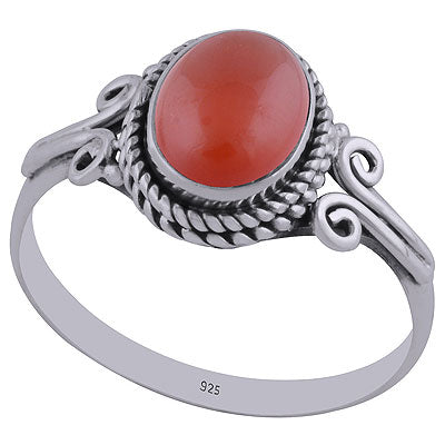Gorgeous Twisted Wire & Rawa work Around Carnelian Oval Shape 925 Sterling Solid Silver Ring - R3401894-80