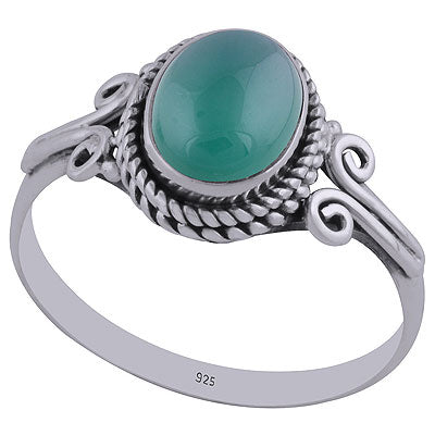 Gorgeous Twisted Wire & Rawa work Around Green Onyx Oval Shape 925 Sterling Solid Silver Ring - R3401894-83