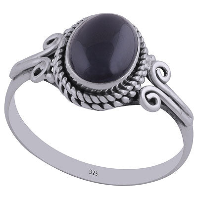 Gorgeous Twisted Wire & Rawa work Around Black Onyx Oval Shape 925 Sterling Solid Silver Ring - R3401894-93