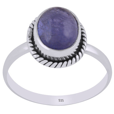 Alluring Twisted Wire Work Around Tanzanite Oval Shape 925 Sterling Solid Silver Ring - R3401943-24