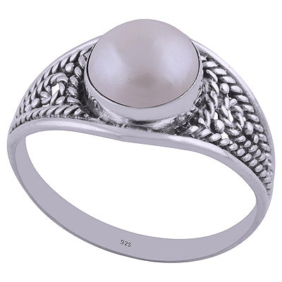 Alluring Handwork Around Pearl Round Shape 925 Sterling Solid Silver Ring - R3401960-33