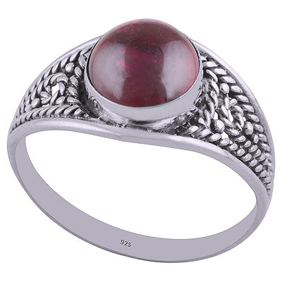 Alluring Handwork Around Garnet Round Shape 925 Sterling Solid Silver Ring - R3401960-6