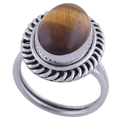 Tiger's Eye 925 Sterling Silver Ring - R3401967-26