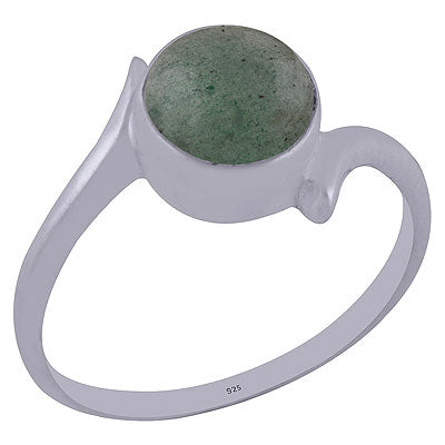 Beautiful Minimal Green Aventurine Round Shape 925 Sterling Solid Silver Ring - R3401979-14