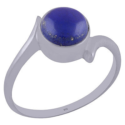 Beautiful Minimal Lapis Round Shape 925 Sterling Solid Silver Ring - R3401979-8
