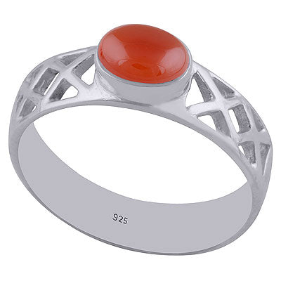 Alluring Cut Work Around Carnelian Oval Shape 925 Sterling Solid Silver Ring - R3401981-28