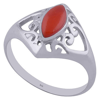 Beautiful Cut Work Around Carnelian Marquise Shape 925 Sterling Solid Silver Ring - R3401985-17