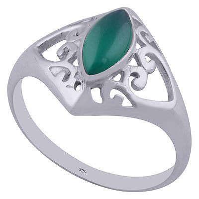 Beautiful Cut Work Around Green Onyx Marquise Shape 925 Sterling Solid Silver Ring - R3401985-19