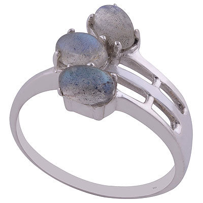 Beautifully Seated Multiple Gemstones Around Labradorite Oval Shape 925 Sterling Solid Silver Ring - R3401989-10