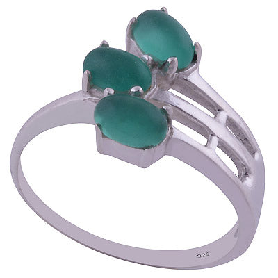 Beautifully Seated Multiple Gemstones Around Green Onyx Oval Shape 925 Sterling Solid Silver Ring - R3401989-22